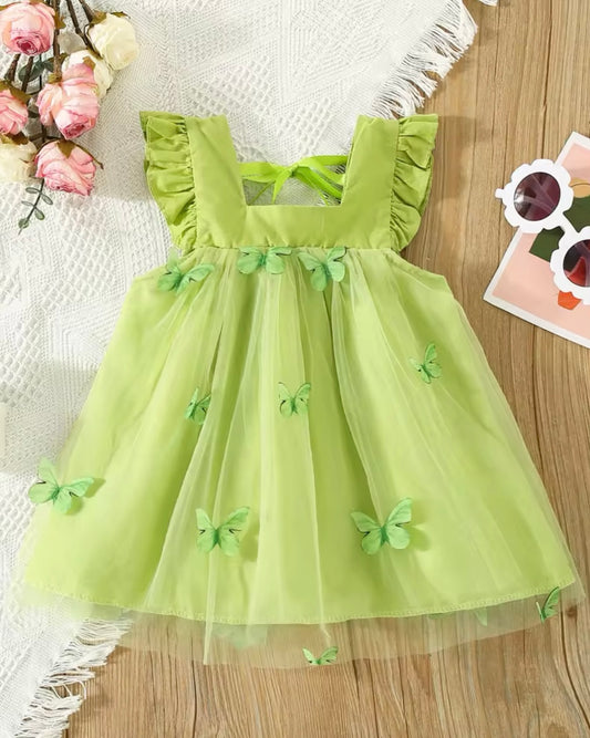 Butterfly charm dress green